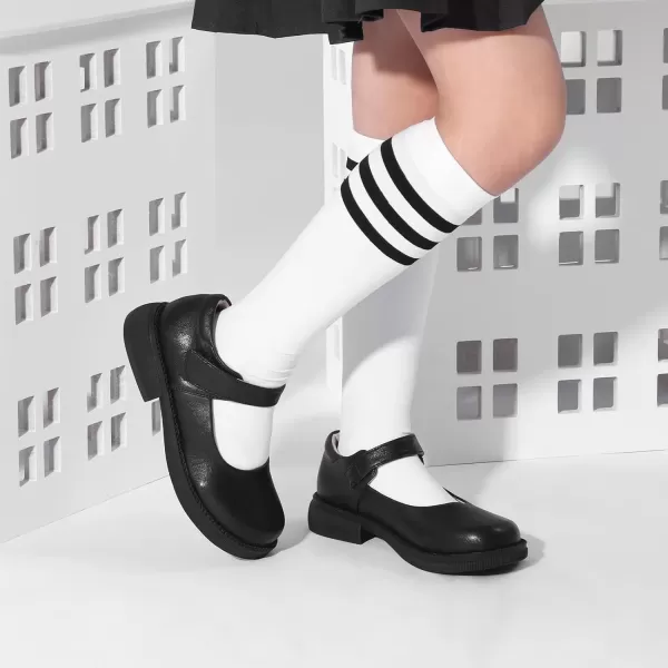 imageADAMUMU Girls School Shoes Confortable Mary Jane FlatsLittle Girl Casual Dress Shoes Strap Ballet Flats for KidMatteblack