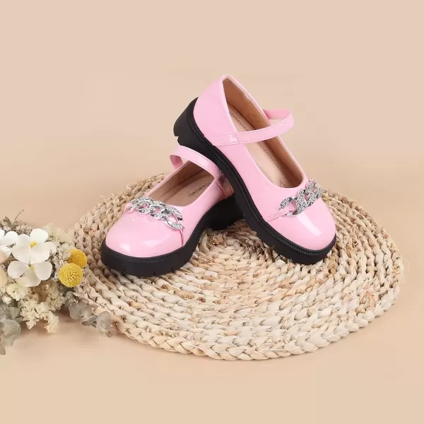 imageADAMUMU Girls School Shoes Confortable Mary Jane FlatsLittle Girl Casual Dress Shoes Strap Ballet Flats for KidPink