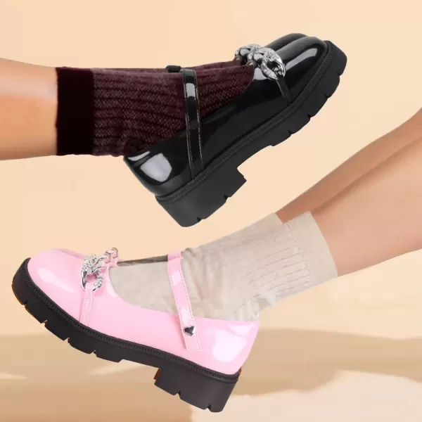 imageADAMUMU Girls School Shoes Confortable Mary Jane FlatsLittle Girl Casual Dress Shoes Strap Ballet Flats for KidPink