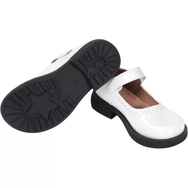 imageADAMUMU Girls School Shoes Confortable Mary Jane FlatsLittle Girl Casual Dress Shoes Strap Ballet Flats for KidWhite
