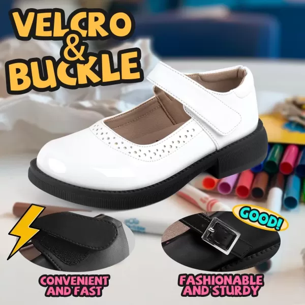 imageADAMUMU Girls School Shoes Confortable Mary Jane FlatsLittle Girl Casual Dress Shoes Strap Ballet Flats for KidWhite