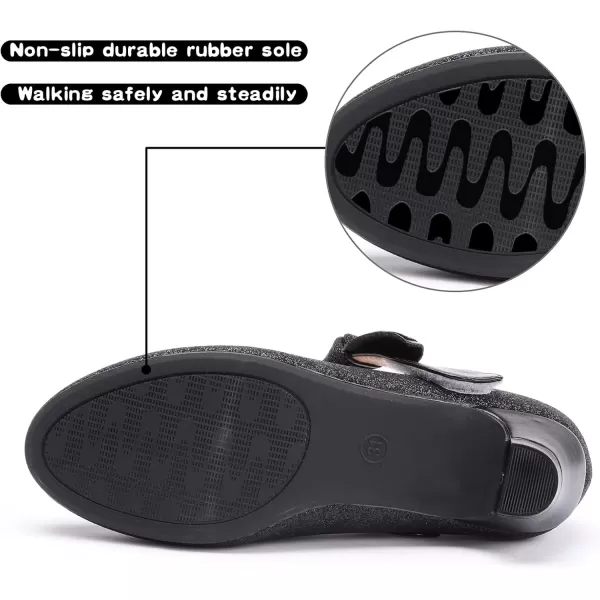 imageADAMUMU Little Girls Princess Shoes Glittler Dress Shoes for Gilrs Toddler Girl Heels for Christmas Parties and Holiday CelebrationsBlack