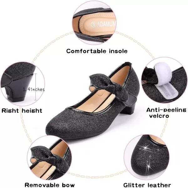 imageADAMUMU Little Girls Princess Shoes Glittler Dress Shoes for Gilrs Toddler Girl Heels for Christmas Parties and Holiday CelebrationsBlack
