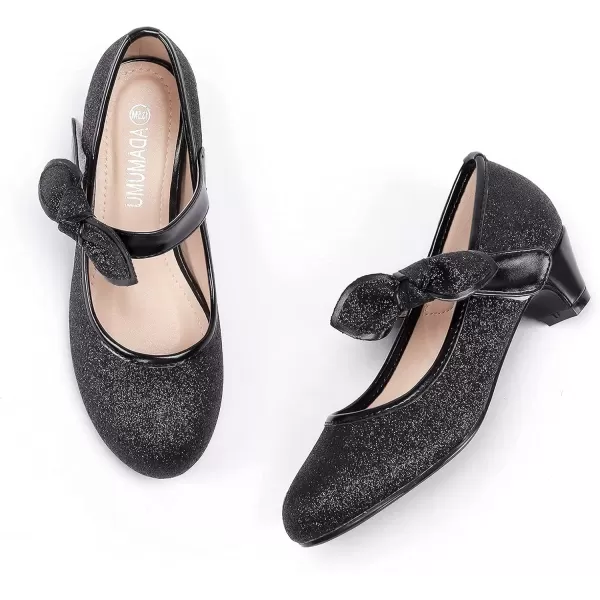imageADAMUMU Little Girls Princess Shoes Glittler Dress Shoes for Gilrs Toddler Girl Heels for Christmas Parties and Holiday CelebrationsBlack