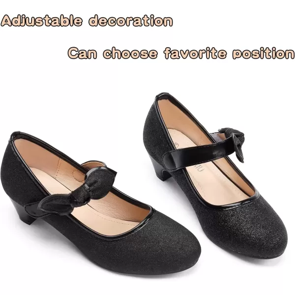 imageADAMUMU Little Girls Princess Shoes Glittler Dress Shoes for Gilrs Toddler Girl Heels for Christmas Parties and Holiday CelebrationsBlack