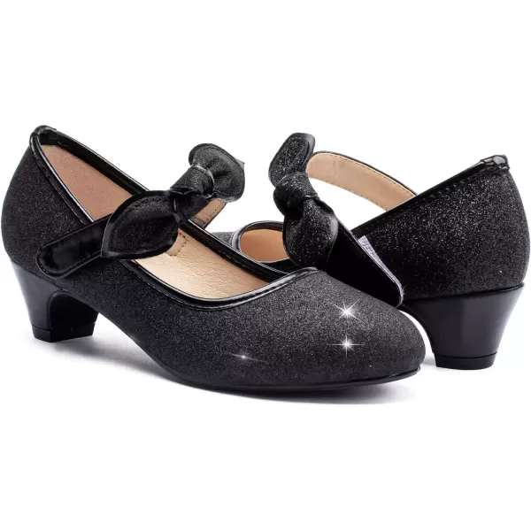 imageADAMUMU Little Girls Princess Shoes Glittler Dress Shoes for Gilrs Toddler Girl Heels for Christmas Parties and Holiday CelebrationsBlack
