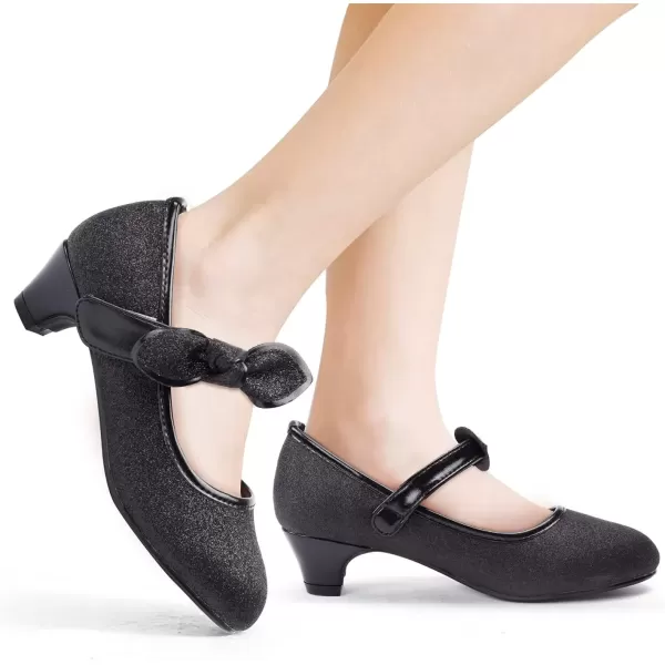 imageADAMUMU Little Girls Princess Shoes Glittler Dress Shoes for Gilrs Toddler Girl Heels for Christmas Parties and Holiday CelebrationsBlack