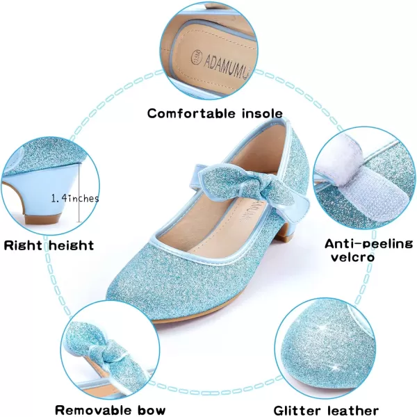 imageADAMUMU Little Girls Princess Shoes Glittler Dress Shoes for Gilrs Toddler Girl Heels for Christmas Parties and Holiday CelebrationsElsa Blue