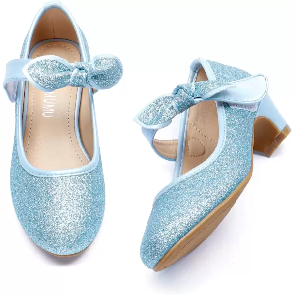 imageADAMUMU Little Girls Princess Shoes Glittler Dress Shoes for Gilrs Toddler Girl Heels for Christmas Parties and Holiday CelebrationsElsa Blue