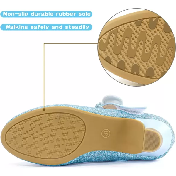 imageADAMUMU Little Girls Princess Shoes Glittler Dress Shoes for Gilrs Toddler Girl Heels for Christmas Parties and Holiday CelebrationsElsa Blue
