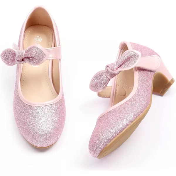 imageADAMUMU Little Girls Princess Shoes Glittler Dress Shoes for Gilrs Toddler Girl Heels for Christmas Parties and Holiday CelebrationsGlitter Pink