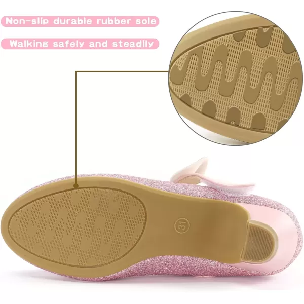 imageADAMUMU Little Girls Princess Shoes Glittler Dress Shoes for Gilrs Toddler Girl Heels for Christmas Parties and Holiday CelebrationsGlitter Pink