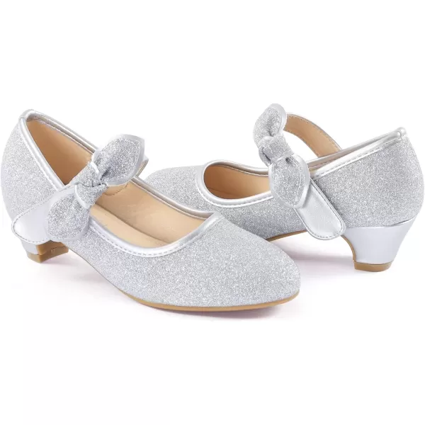 imageADAMUMU Little Girls Princess Shoes Glittler Dress Shoes for Gilrs Toddler Girl Heels for Christmas Parties and Holiday CelebrationsGlitter Silver