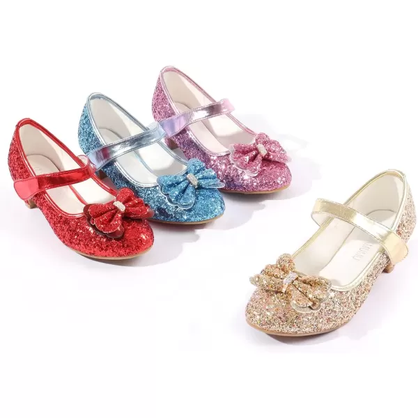 imageADAMUMU Little Girls Princess Shoes Glittler Dress Shoes for Gilrs Toddler Girl Heels for Christmas Parties and Holiday CelebrationsGolden