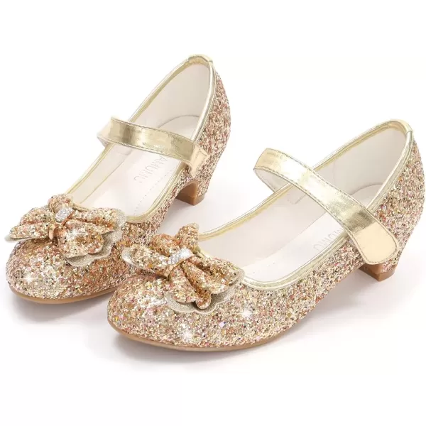 imageADAMUMU Little Girls Princess Shoes Glittler Dress Shoes for Gilrs Toddler Girl Heels for Christmas Parties and Holiday CelebrationsGolden