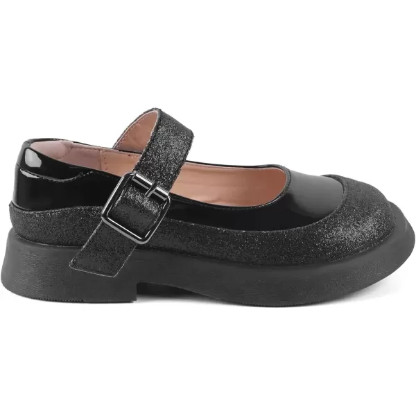imageADAMUMU Toddler Dress Shoes Flower Girl Shoes for Weeding Cute Toddler Mary Jane Shoes Lace Flore Ballet Flat for Walking JumpingBuckleblack
