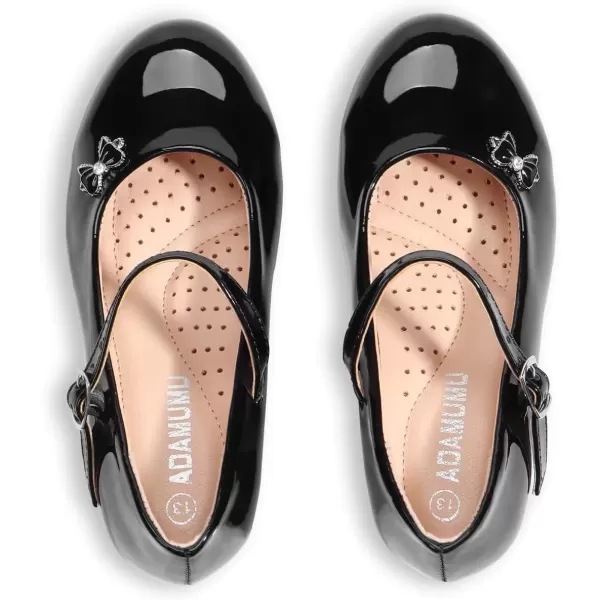 imageADAMUMU Toddler Dress Shoes Flower Girl Shoes for Weeding Cute Toddler Mary Jane Shoes Lace Flore Ballet Flat for Walking JumpingButterfly Black
