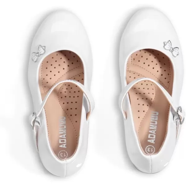 imageADAMUMU Toddler Dress Shoes Flower Girl Shoes for Weeding Cute Toddler Mary Jane Shoes Lace Flore Ballet Flat for Walking JumpingButterfly White