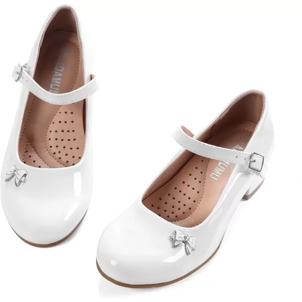 imageADAMUMU Toddler Dress Shoes Flower Girl Shoes for Weeding Cute Toddler Mary Jane Shoes Lace Flore Ballet Flat for Walking JumpingButterfly White