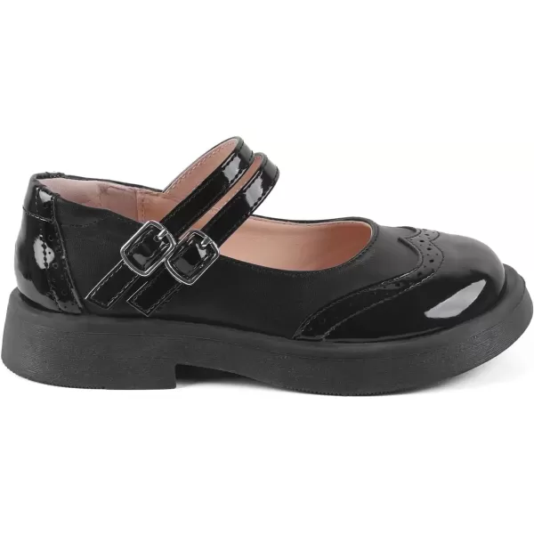 imageADAMUMU Toddler Dress Shoes Flower Girl Shoes for Weeding Cute Toddler Mary Jane Shoes Lace Flore Ballet Flat for Walking JumpingDouble Buckleblack