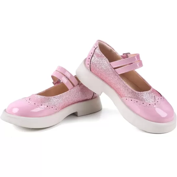 imageADAMUMU Toddler Dress Shoes Flower Girl Shoes for Weeding Cute Toddler Mary Jane Shoes Lace Flore Ballet Flat for Walking JumpingDouble Bucklepink