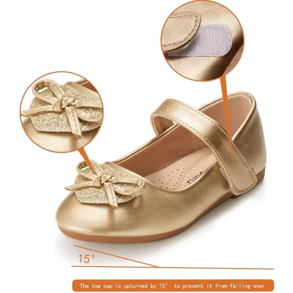 imageADAMUMU Toddler Dress Shoes Flower Girl Shoes for Weeding Cute Toddler Mary Jane Shoes Lace Flore Ballet Flat for Walking JumpingGold02
