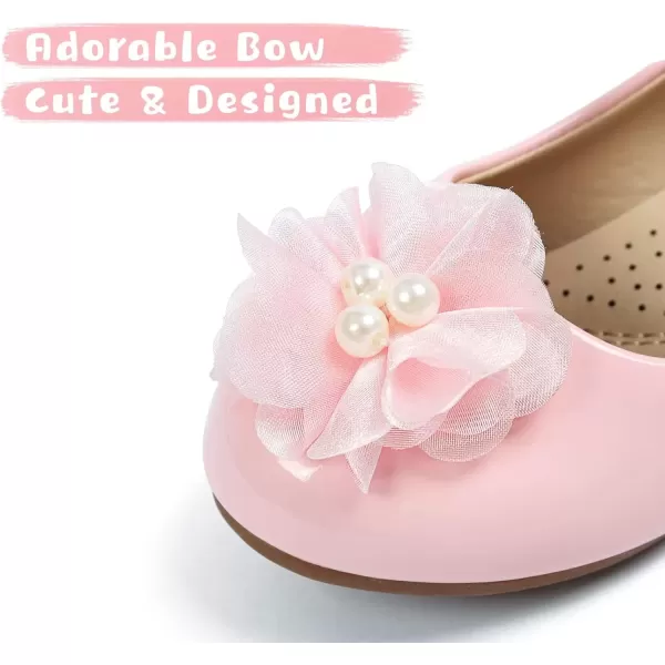 imageADAMUMU Toddler Dress Shoes Flower Girl Shoes for Weeding Cute Toddler Mary Jane Shoes Lace Flore Ballet Flat for Walking JumpingPearl Pink