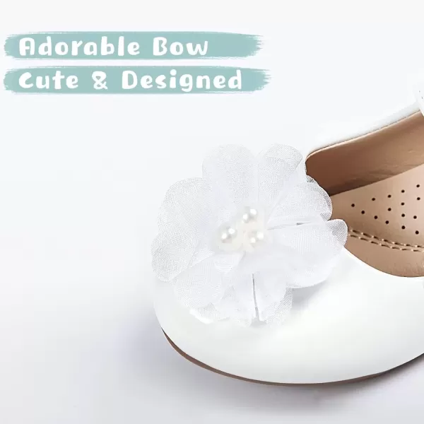 imageADAMUMU Toddler Dress Shoes Flower Girl Shoes for Weeding Cute Toddler Mary Jane Shoes Lace Flore Ballet Flat for Walking JumpingPearl White