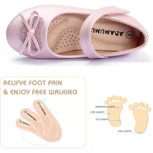 imageADAMUMU Toddler Dress Shoes Flower Girl Shoes for Weeding Cute Toddler Mary Jane Shoes Lace Flore Ballet Flat for Walking JumpingPink02