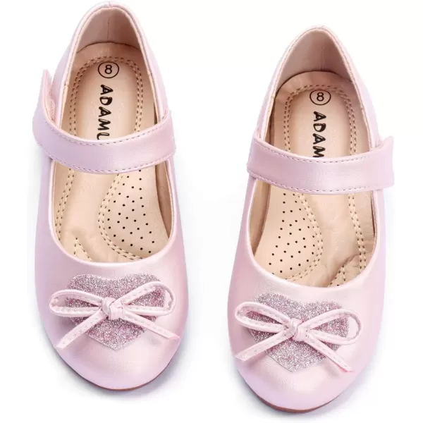 imageADAMUMU Toddler Dress Shoes Flower Girl Shoes for Weeding Cute Toddler Mary Jane Shoes Lace Flore Ballet Flat for Walking JumpingPink02