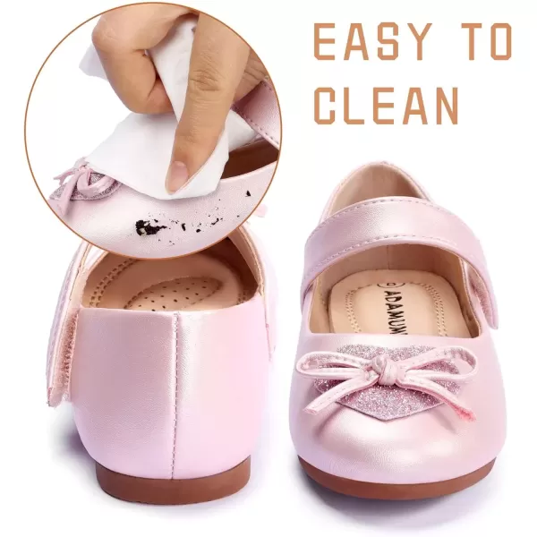 imageADAMUMU Toddler Dress Shoes Flower Girl Shoes for Weeding Cute Toddler Mary Jane Shoes Lace Flore Ballet Flat for Walking JumpingPink02