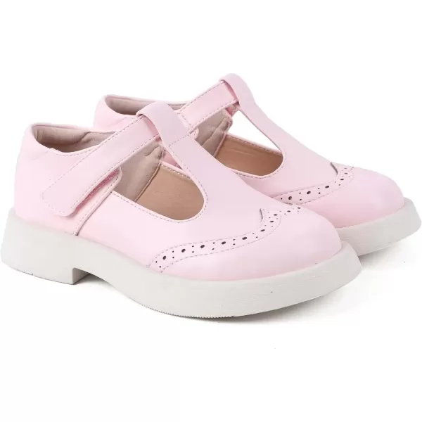imageADAMUMU Toddler Dress Shoes Flower Girl Shoes for Weeding Cute Toddler Mary Jane Shoes Lace Flore Ballet Flat for Walking JumpingPink21