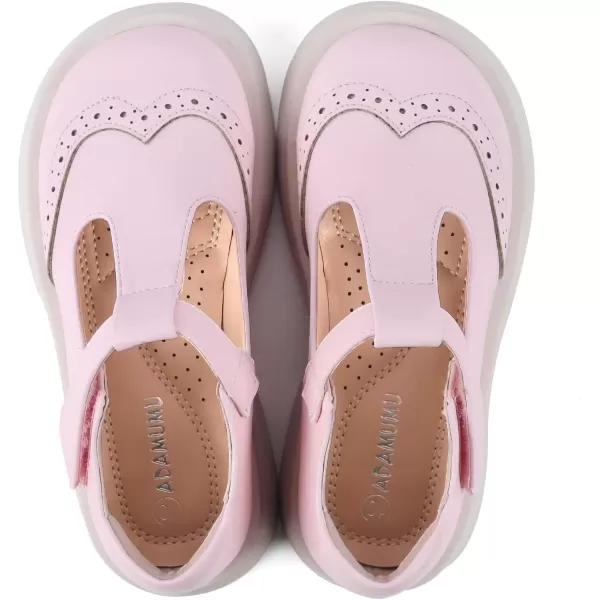 imageADAMUMU Toddler Dress Shoes Flower Girl Shoes for Weeding Cute Toddler Mary Jane Shoes Lace Flore Ballet Flat for Walking JumpingPink21