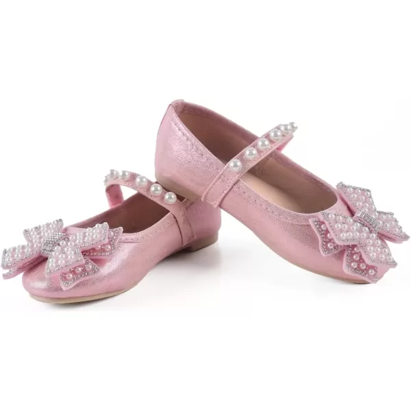 imageADAMUMU Toddler Dress Shoes Flower Girl Shoes for Weeding Cute Toddler Mary Jane Shoes Lace Flore Ballet Flat for Walking JumpingPink22