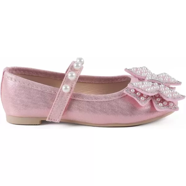imageADAMUMU Toddler Dress Shoes Flower Girl Shoes for Weeding Cute Toddler Mary Jane Shoes Lace Flore Ballet Flat for Walking JumpingPink22