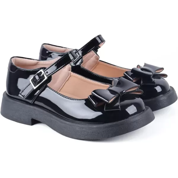 imageADAMUMU Toddler Dress Shoes Flower Girl Shoes for Weeding Cute Toddler Mary Jane Shoes Lace Flore Ballet Flat for Walking JumpingSingle Buckleblack