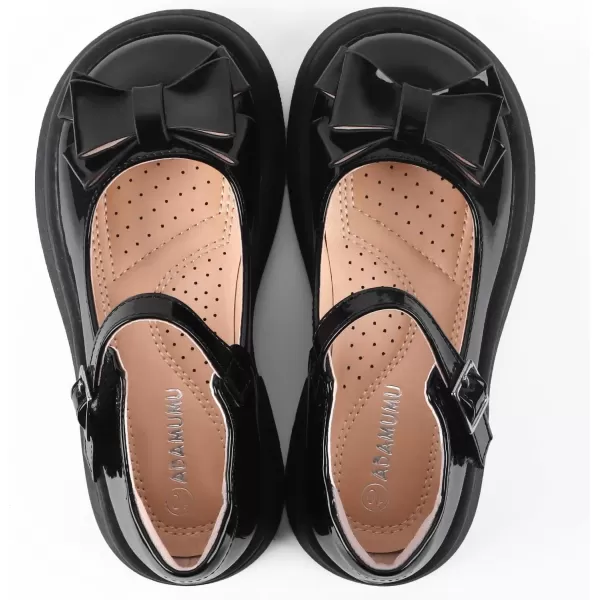 imageADAMUMU Toddler Dress Shoes Flower Girl Shoes for Weeding Cute Toddler Mary Jane Shoes Lace Flore Ballet Flat for Walking JumpingSingle Buckleblack