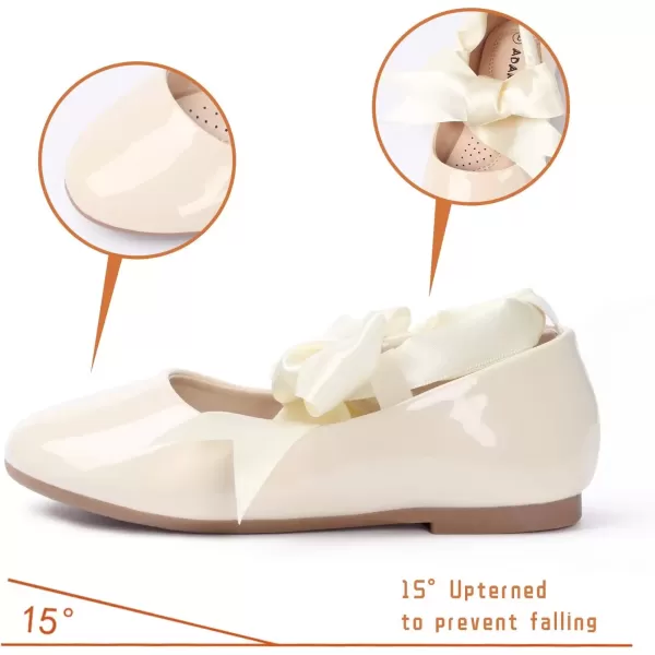 imageADAMUMU Toddler Dress Shoes Flower Girl Shoes for Weeding Cute Toddler Mary Jane Shoes Lace Flore Ballet Flat for Walking JumpingStraps Cream