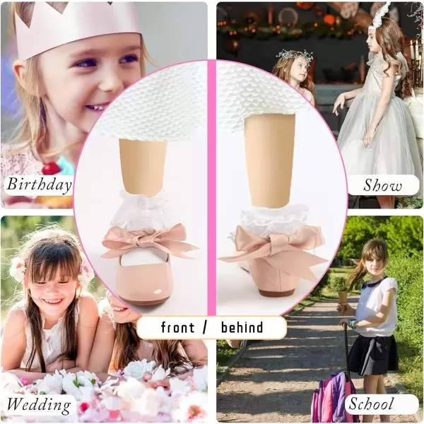 imageADAMUMU Toddler Dress Shoes Flower Girl Shoes for Weeding Cute Toddler Mary Jane Shoes Lace Flore Ballet Flat for Walking JumpingStraps Pink