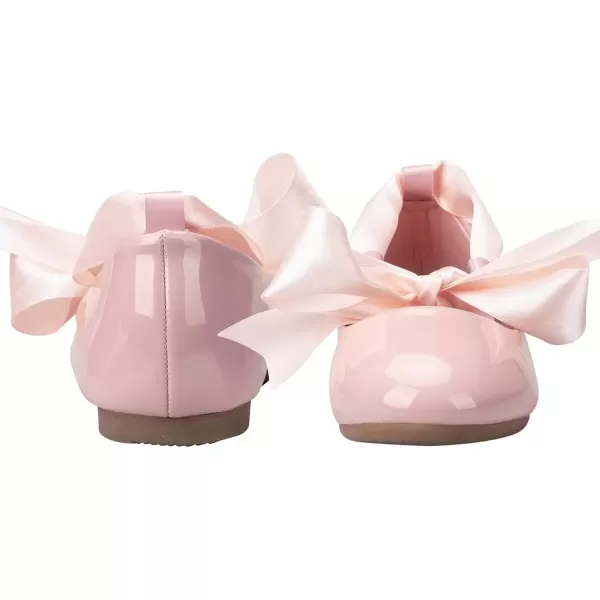 imageADAMUMU Toddler Dress Shoes Flower Girl Shoes for Weeding Cute Toddler Mary Jane Shoes Lace Flore Ballet Flat for Walking JumpingStraps Pink