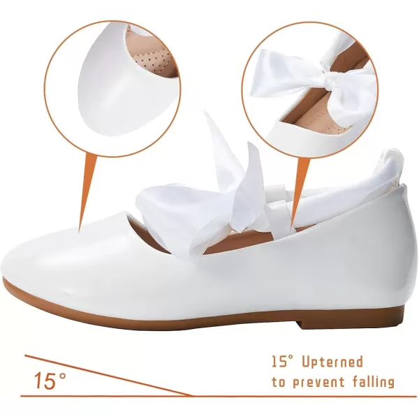 imageADAMUMU Toddler Dress Shoes Flower Girl Shoes for Weeding Cute Toddler Mary Jane Shoes Lace Flore Ballet Flat for Walking JumpingStraps White