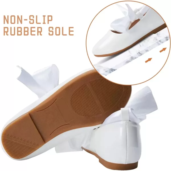 imageADAMUMU Toddler Dress Shoes Flower Girl Shoes for Weeding Cute Toddler Mary Jane Shoes Lace Flore Ballet Flat for Walking JumpingStraps White