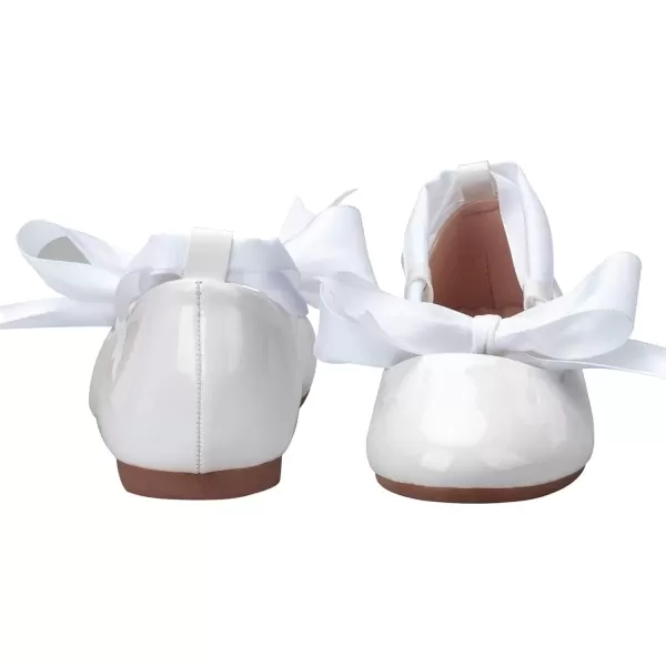 imageADAMUMU Toddler Dress Shoes Flower Girl Shoes for Weeding Cute Toddler Mary Jane Shoes Lace Flore Ballet Flat for Walking JumpingStraps White
