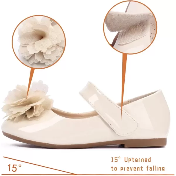 imageADAMUMU Toddler Dress Shoes Flower Girl Shoes for Weeding Cute Toddler Mary Jane Shoes Lace Flore Ballet Flat for Walking JumpingVelcrocream