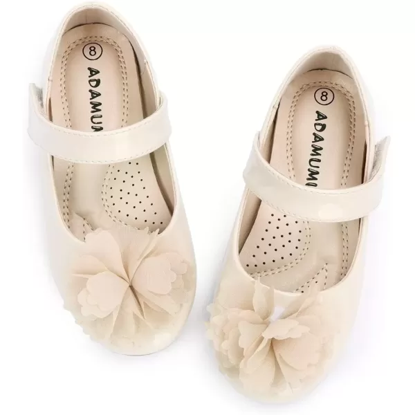 imageADAMUMU Toddler Dress Shoes Flower Girl Shoes for Weeding Cute Toddler Mary Jane Shoes Lace Flore Ballet Flat for Walking JumpingVelcrocream
