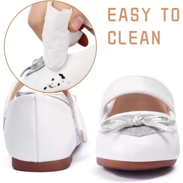 imageADAMUMU Toddler Dress Shoes Flower Girl Shoes for Weeding Cute Toddler Mary Jane Shoes Lace Flore Ballet Flat for Walking JumpingWhite02