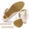 imageADAMUMU Girls Low Heel Shoes PU Dress Shoes for WeddingLittle Big KidsCream