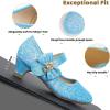 imageADAMUMU Girls Low Heel Shoes PU Dress Shoes for WeddingLittle Big KidsGlitterblue