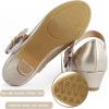 imageADAMUMU Girls Low Heel Shoes PU Dress Shoes for WeddingLittle Big KidsGold