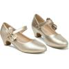imageADAMUMU Girls Low Heel Shoes PU Dress Shoes for WeddingLittle Big KidsGold